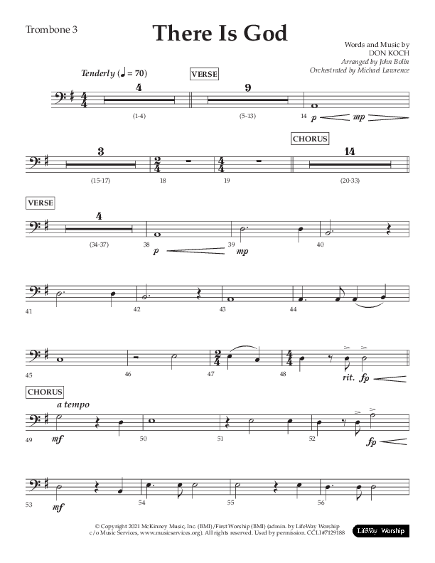 There Is God (Choral Anthem SATB) Trombone 3 (Arr. John Bolin / Lifeway Choral / Orch. Michael Lawrence)