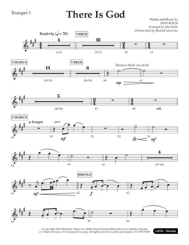 There Is God (Choral Anthem SATB) Trumpet 1 (Arr. John Bolin / Lifeway Choral / Orch. Michael Lawrence)