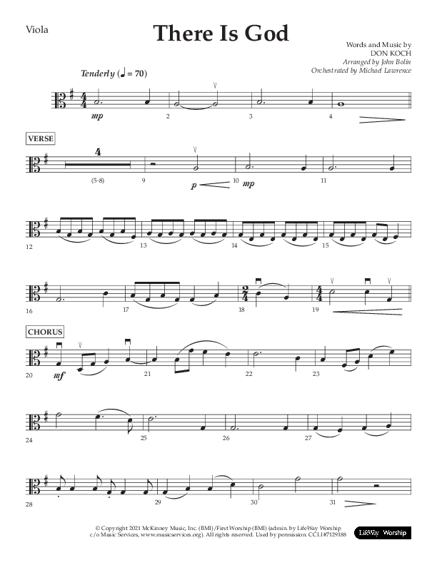 There Is God (Choral Anthem SATB) Viola (Arr. John Bolin / Lifeway Choral / Orch. Michael Lawrence)