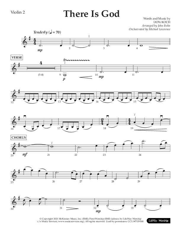 There Is God (Choral Anthem SATB) Violin 2 (Arr. John Bolin / Lifeway Choral / Orch. Michael Lawrence)