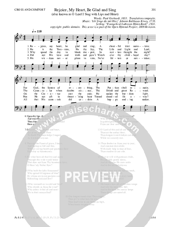 Rejoice, My Heart, Be Glad and Sing Hymn Sheet (SATB) (Traditional Hymn)