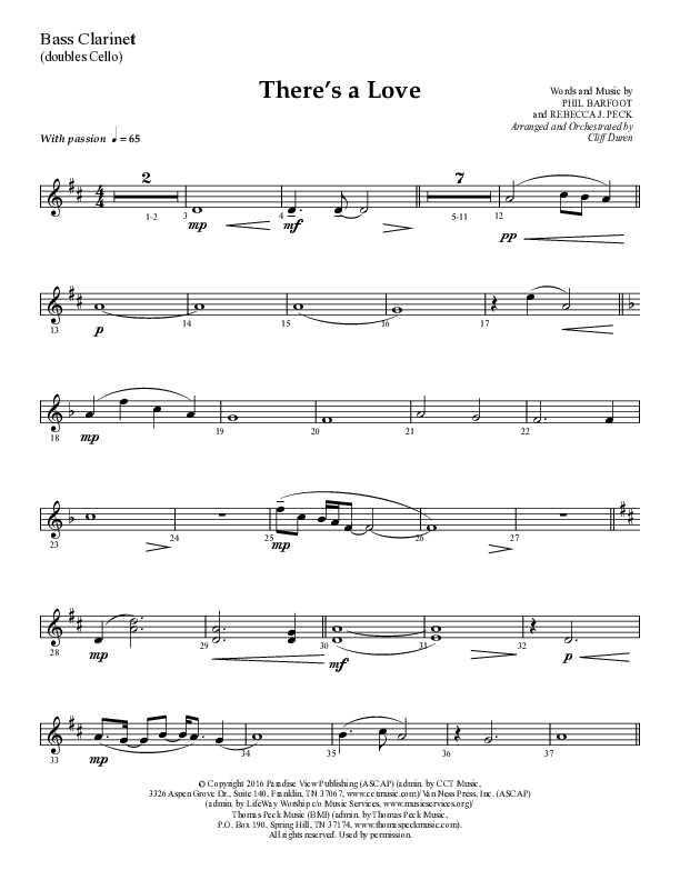 There's A Love (Choral Anthem SATB) Bass Clarinet (Lifeway Choral / Arr. Cliff Duren)