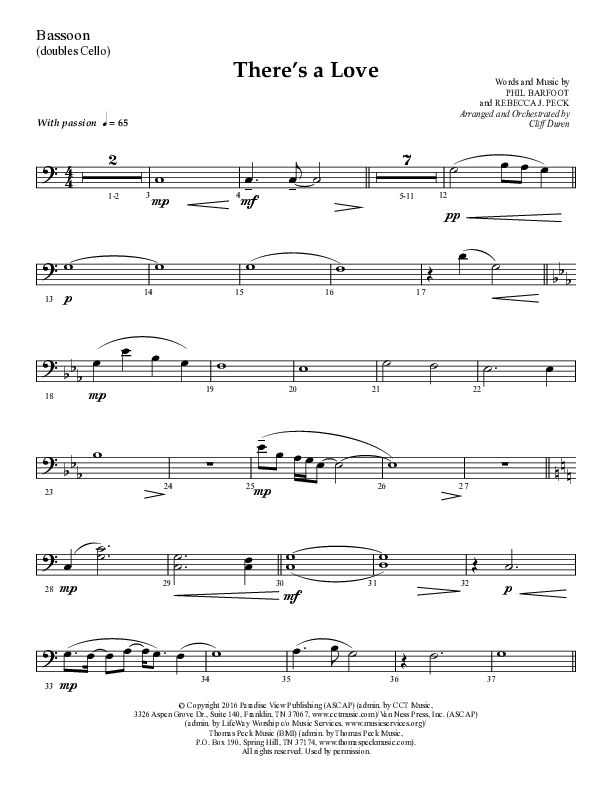 There's A Love (Choral Anthem SATB) Bassoon (Lifeway Choral / Arr. Cliff Duren)