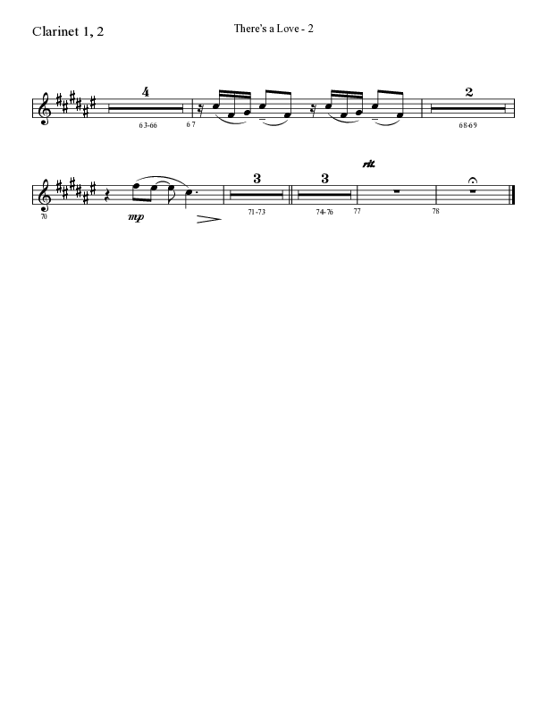 There's A Love (Choral Anthem SATB) Clarinet 1/2 (Lifeway Choral / Arr. Cliff Duren)