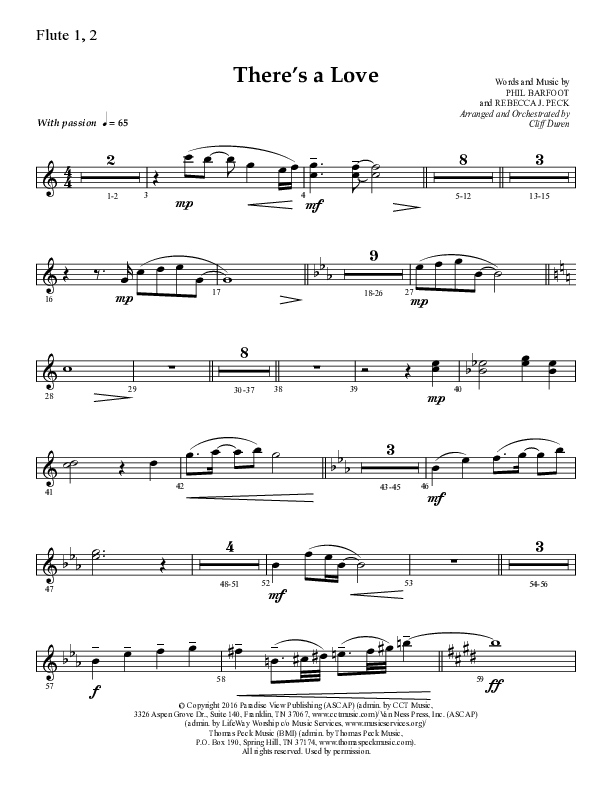There's A Love (Choral Anthem SATB) Flute 1/2 (Lifeway Choral / Arr. Cliff Duren)