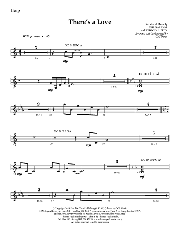 There's A Love (Choral Anthem SATB) Harp (Lifeway Choral / Arr. Cliff Duren)