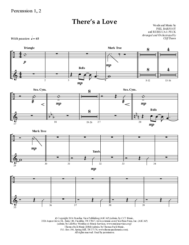 There's A Love (Choral Anthem SATB) Percussion 1/2 (Lifeway Choral / Arr. Cliff Duren)