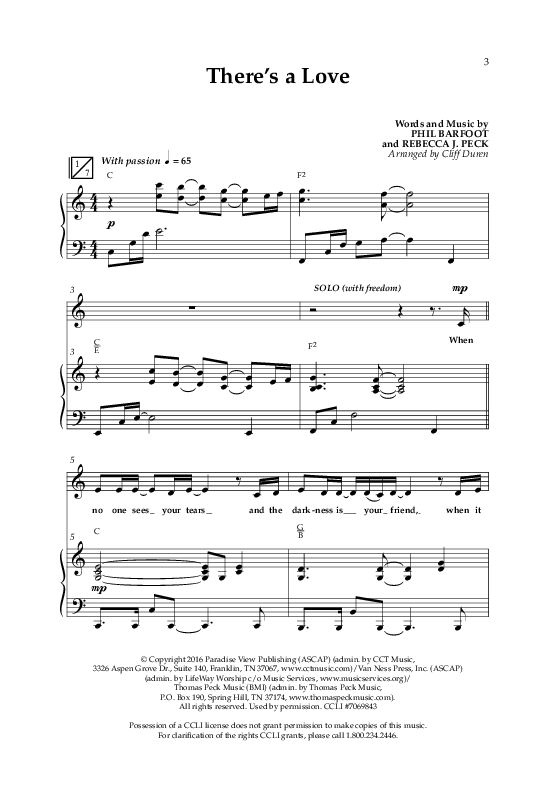 There's A Love (Choral Anthem SATB) Anthem (SATB/Piano) (Lifeway Choral / Arr. Cliff Duren)