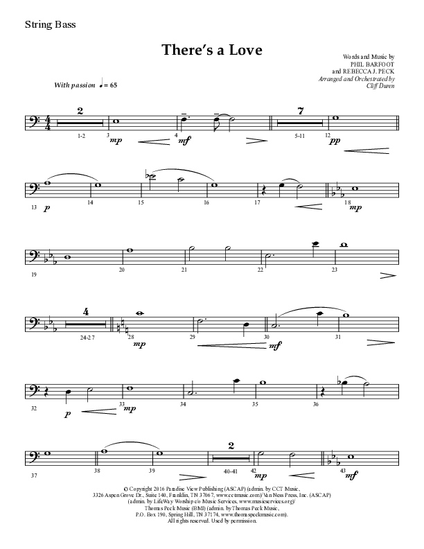 There's A Love (Choral Anthem SATB) String Bass (Lifeway Choral / Arr. Cliff Duren)
