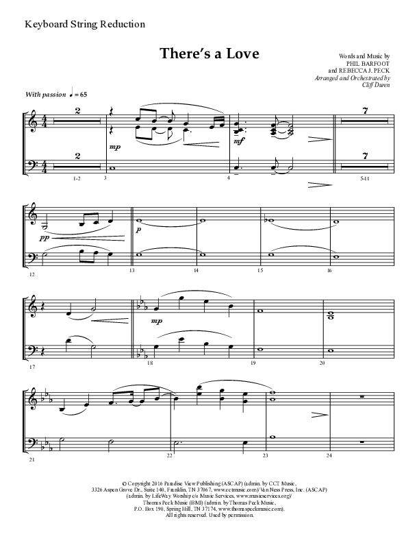 There's A Love (Choral Anthem SATB) String Reduction (Lifeway Choral / Arr. Cliff Duren)