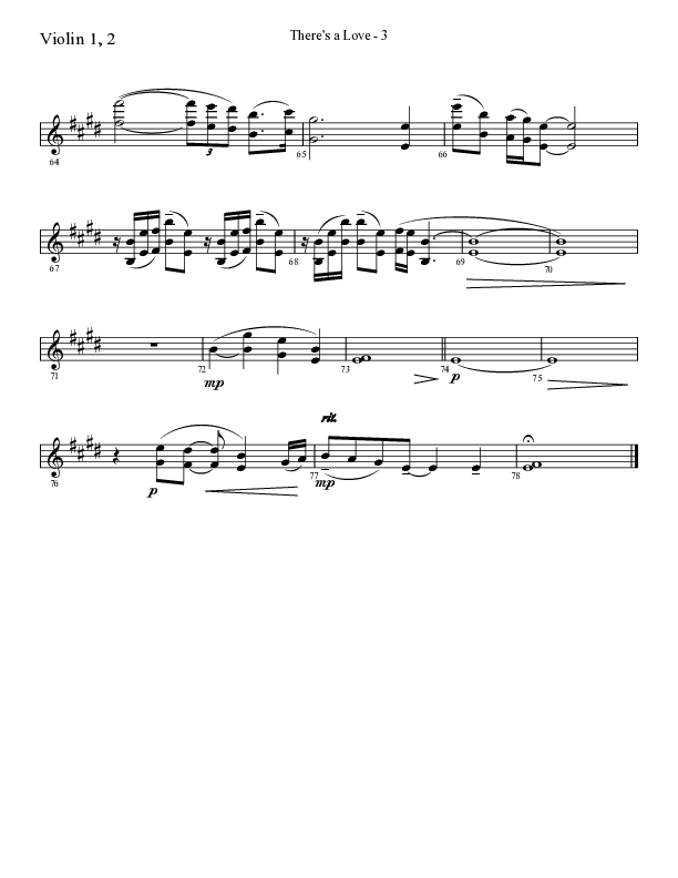 There's A Love (Choral Anthem SATB) Violin 1/2 (Lifeway Choral / Arr. Cliff Duren)