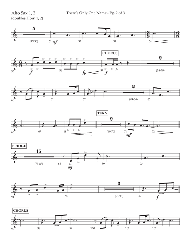There's Only One Name (Choral Anthem SATB) Alto Sax 1/2 (Lifeway Choral / Arr. John Bolin / Orch. Russell Mauldin)