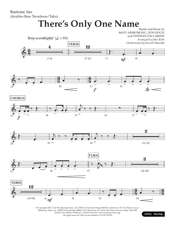 There's Only One Name (Choral Anthem SATB) Bari Sax (Lifeway Choral / Arr. John Bolin / Orch. Russell Mauldin)