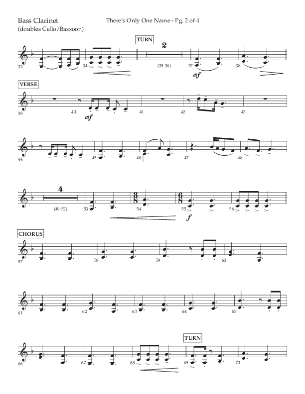 There's Only One Name (Choral Anthem SATB) Bass Clarinet (Lifeway Choral / Arr. John Bolin / Orch. Russell Mauldin)