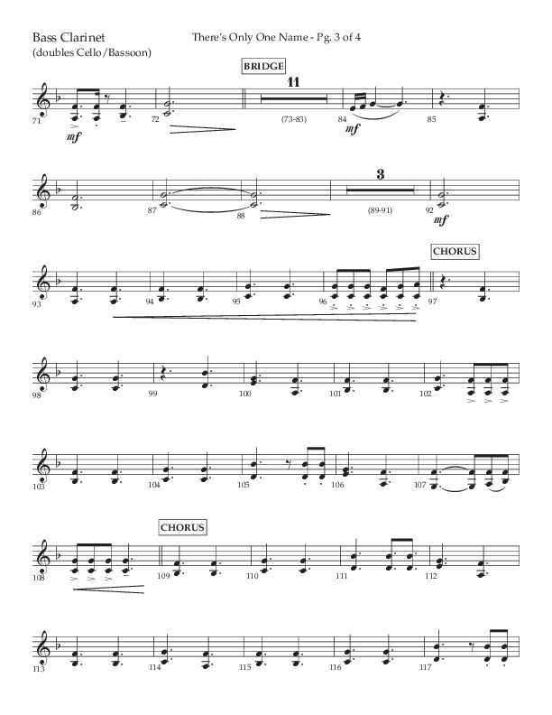 There's Only One Name (Choral Anthem SATB) Bass Clarinet (Lifeway Choral / Arr. John Bolin / Orch. Russell Mauldin)