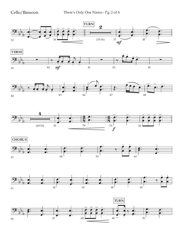 There's Only One Name (Choral Anthem SATB) Cello (Lifeway Choral / Arr. John Bolin / Orch. Russell Mauldin)