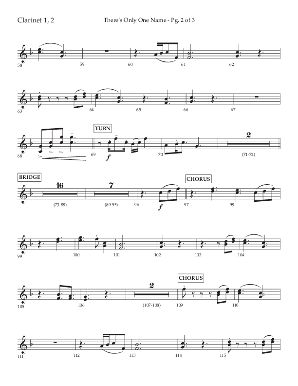 There's Only One Name (Choral Anthem SATB) Clarinet 1/2 (Lifeway Choral / Arr. John Bolin / Orch. Russell Mauldin)