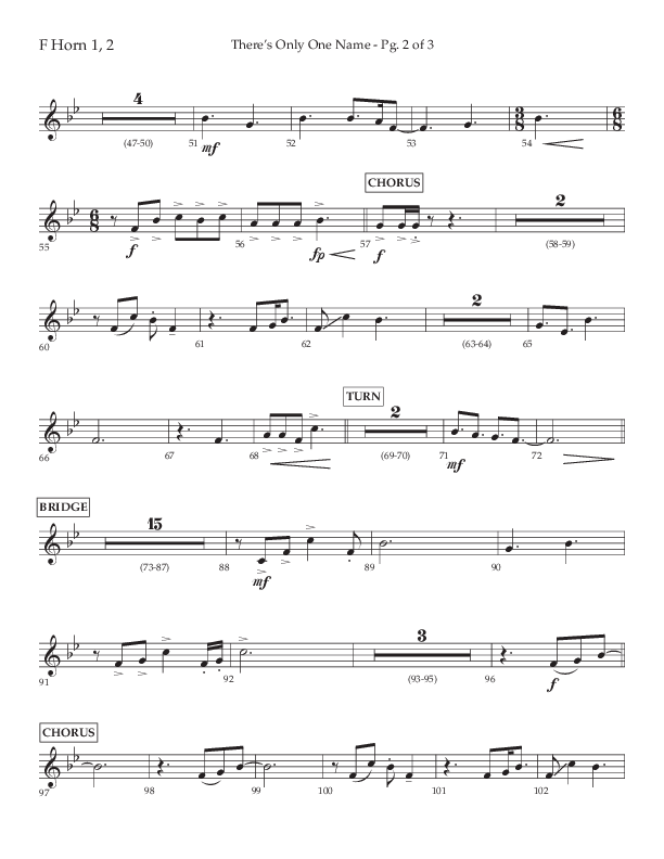 There's Only One Name (Choral Anthem SATB) French Horn 1/2 (Lifeway Choral / Arr. John Bolin / Orch. Russell Mauldin)