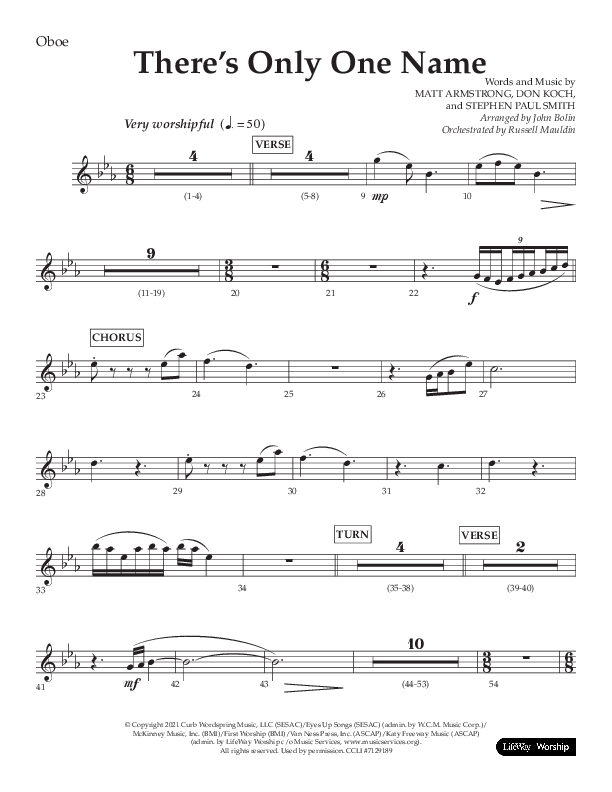There's Only One Name (Choral Anthem SATB) Oboe (Lifeway Choral / Arr. John Bolin / Orch. Russell Mauldin)