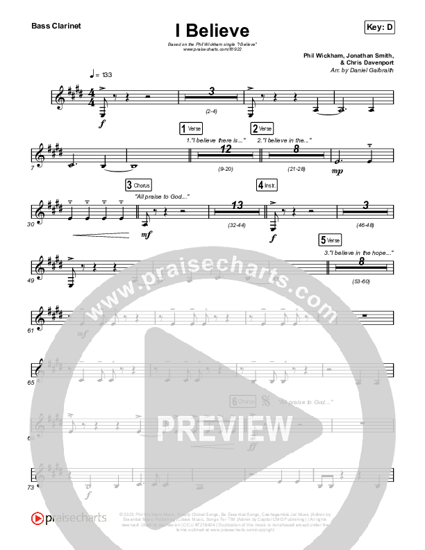 I Believe Bass Clarinet (Phil Wickham)