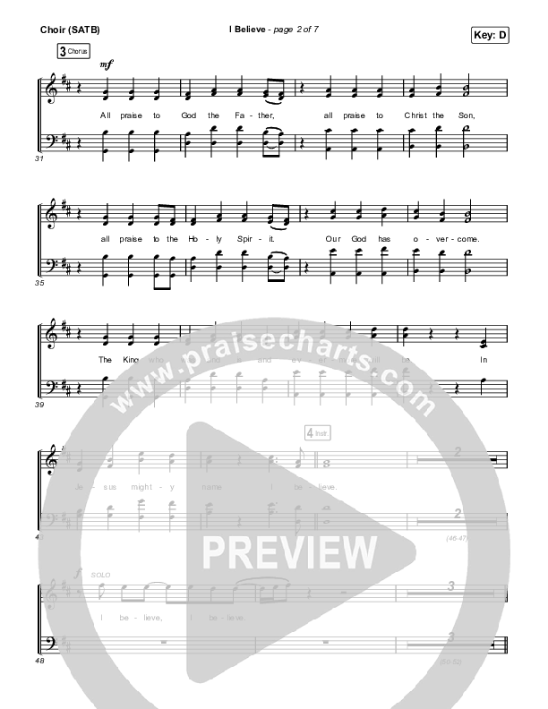 I Believe Choir Sheet (SATB) (Phil Wickham)