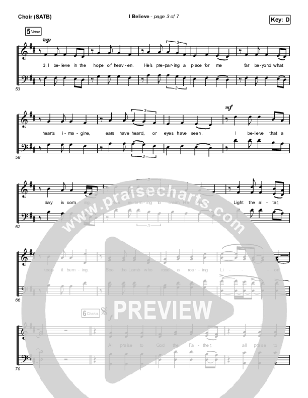 I Believe Choir Sheet (SATB) (Phil Wickham)