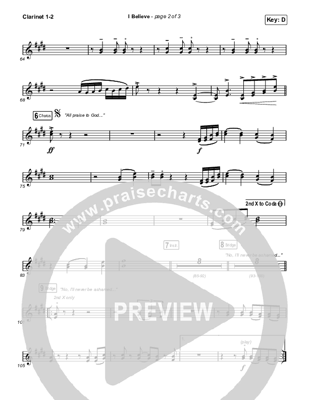 I Believe Clarinet 1/2 (Phil Wickham)