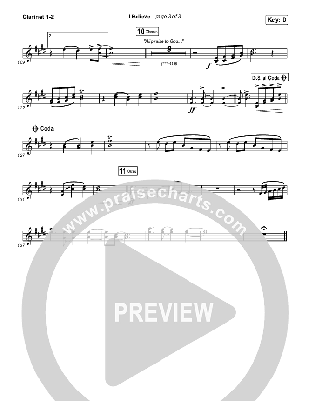 I Believe Clarinet 1/2 (Phil Wickham)