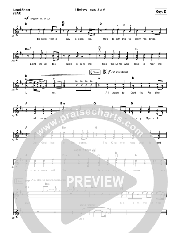 I Believe Lead Sheet (SAT) (Phil Wickham)