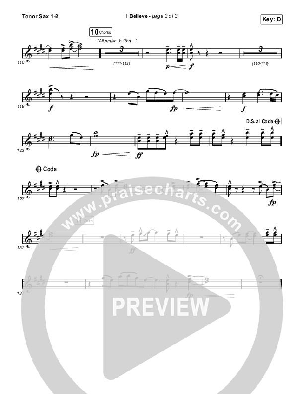 I Believe Tenor Sax 1,2 (Phil Wickham)