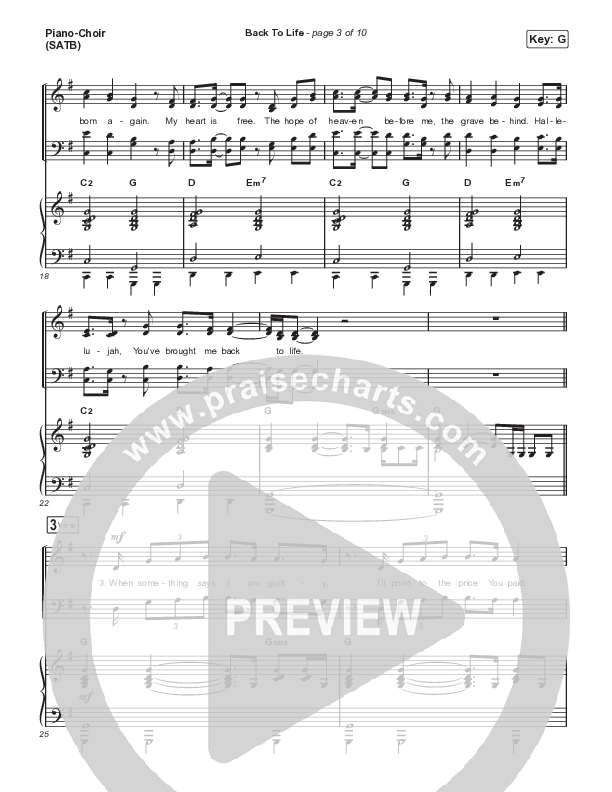 Back To Life Piano/Vocal (SATB) (Phil Wickham)