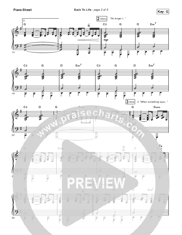 Back To Life Piano Sheet (Phil Wickham)