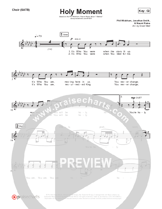 Holy Moment Choir Sheet (SATB) (Phil Wickham / Naomi Raine)