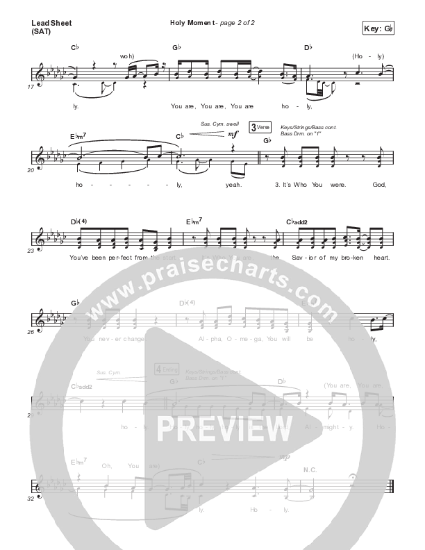 Holy Moment Lead Sheet (SAT) (Phil Wickham / Naomi Raine)