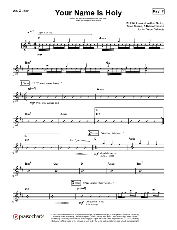 Your Name Is Holy Acoustic Guitar (Phil Wickham)