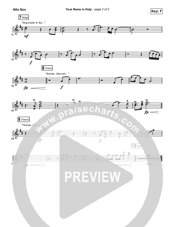 Your Name Is Holy Alto Sax (Phil Wickham)