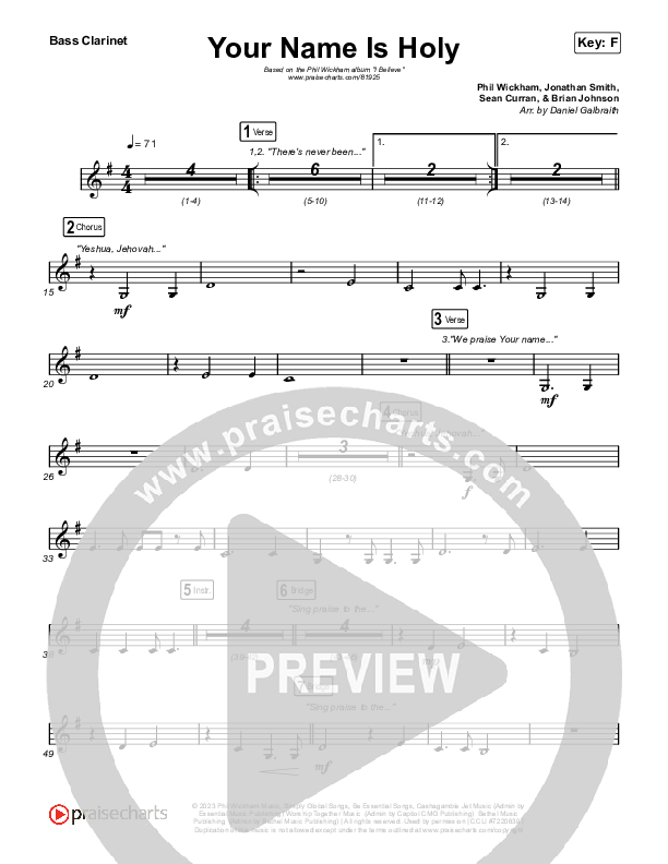 Your Name Is Holy Bass Clarinet (Phil Wickham)