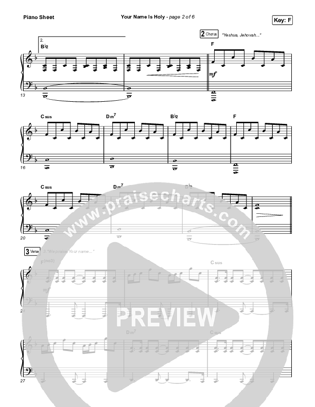 Your Name Is Holy Piano Sheet (Phil Wickham)