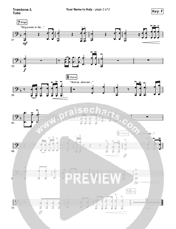 Your Name Is Holy Trombone 3/Tuba (Phil Wickham)