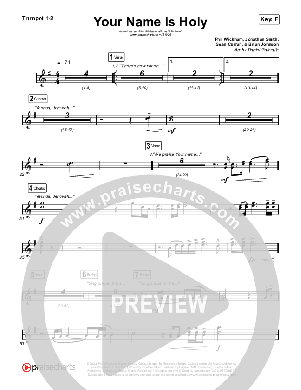 Your Name Is Holy Trumpet 1,2 (Phil Wickham)