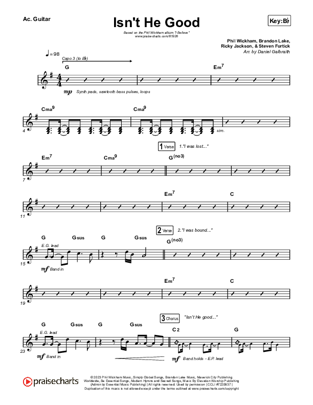 Isn't He Good Acoustic Guitar (Phil Wickham)