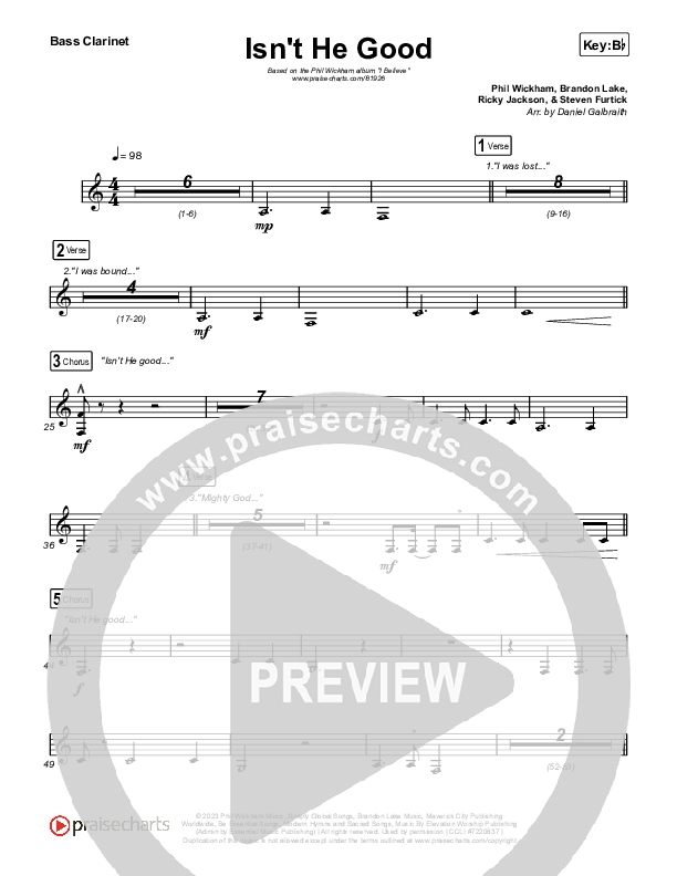 Isn't He Good Clarinet 1,2 (Phil Wickham)