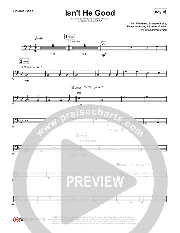 Isn't He Good String Bass (Phil Wickham)