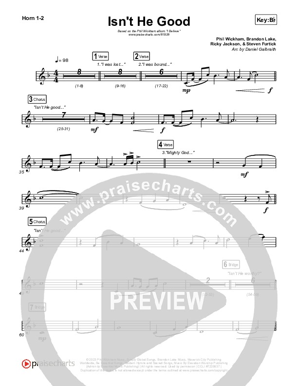 Isn't He Good French Horn 1,2 (Phil Wickham)
