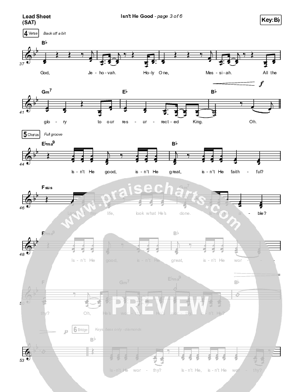 Isn't He Good Lead Sheet (SAT) (Phil Wickham)