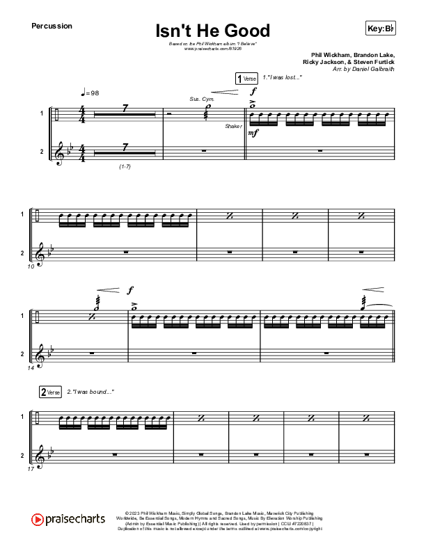 Isn't He Good Percussion (Phil Wickham)
