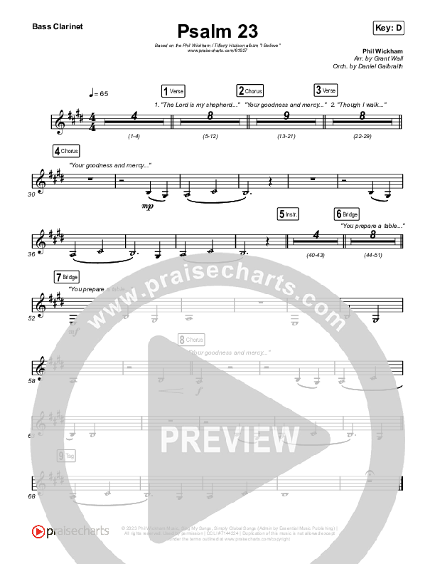 Psalm 23 Clarinet 1,2 (Phil Wickham / Tiffany Hudson)