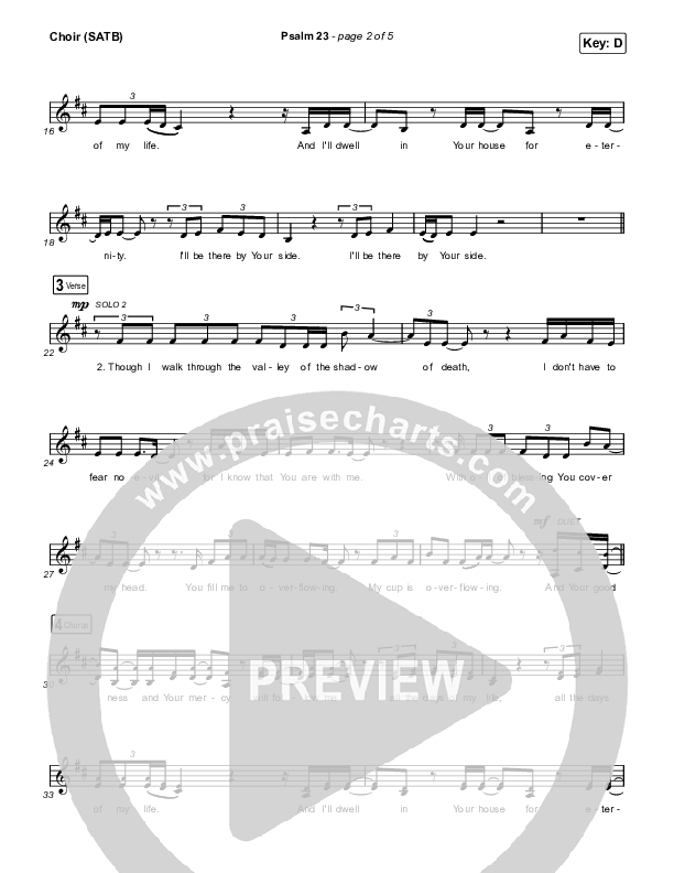 Psalm 23 Choir Sheet (SATB) (Phil Wickham / Tiffany Hudson)