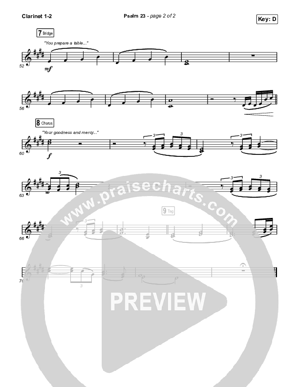 Psalm 23 Clarinet 1,2 (Phil Wickham / Tiffany Hudson)