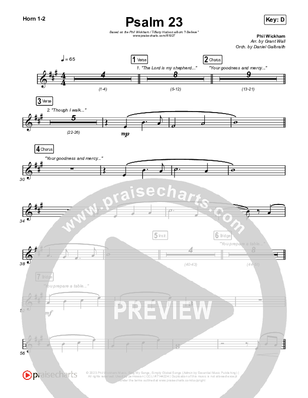 Psalm 23 Brass Pack (Phil Wickham / Tiffany Hudson)